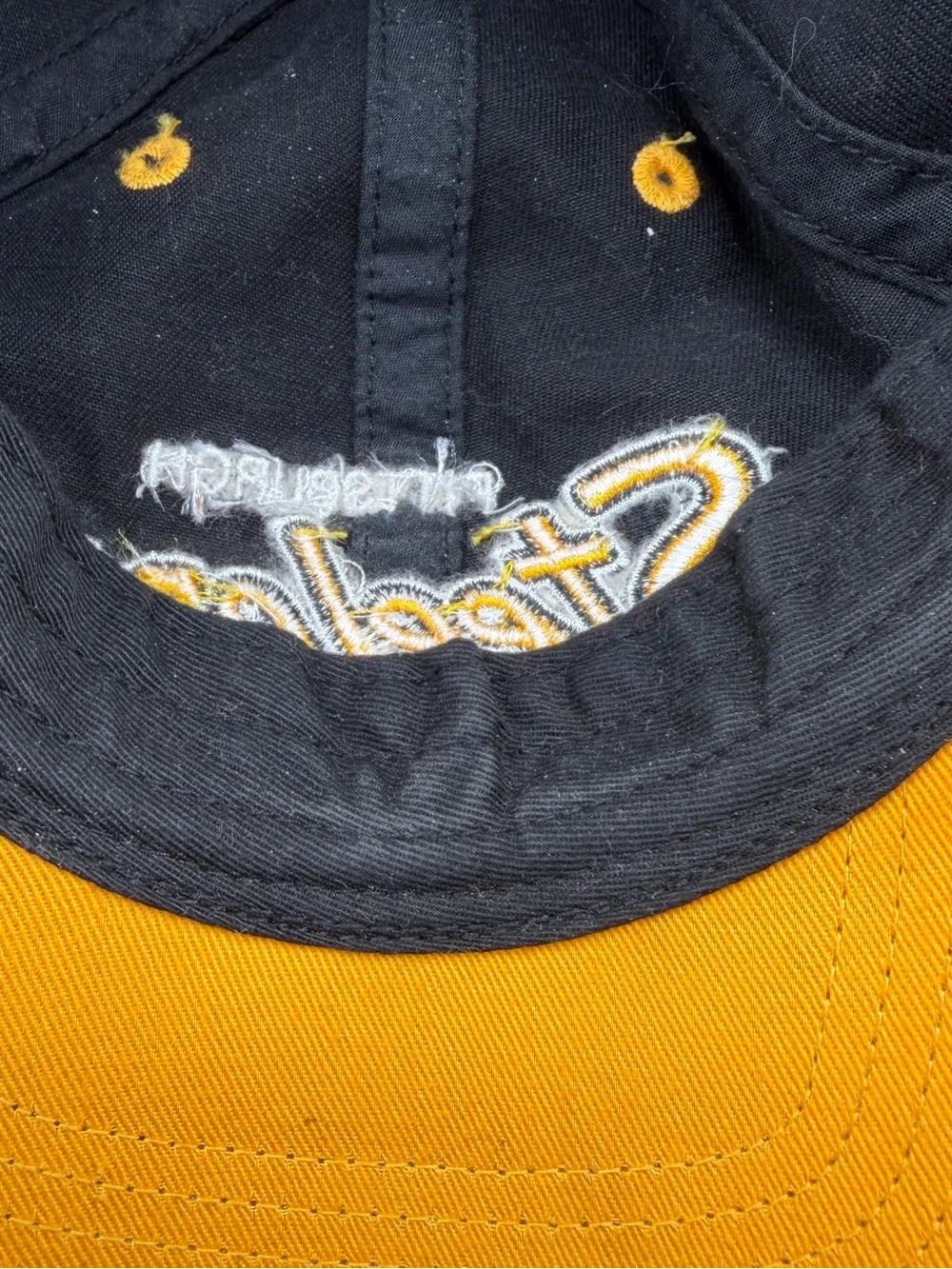 Vintage Reebok Pittsburgh Steelers Script Black Adjustable Hat Embroidered